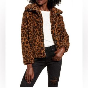 BB Dakota Cheetah Animal Print Sherpa Jacket